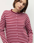 Mod Ref Cecelia Lilac and Burgundy Striped Cardigan