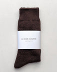 Chaussettes Pointelle Eyelet Brunes Le Bon Shoppe