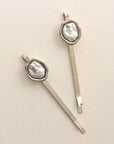 Barrettes (2) avec Perle Argent Nar'sha