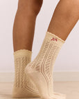 Paquet de 2 Paires de Chaussettes Pointelle Rouge et Crème Damson Madder