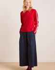 Haut Lilah Pointelle Rouge Rayure Damson Madder