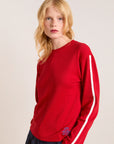 Haut Lilah Pointelle Rouge Rayure Damson Madder