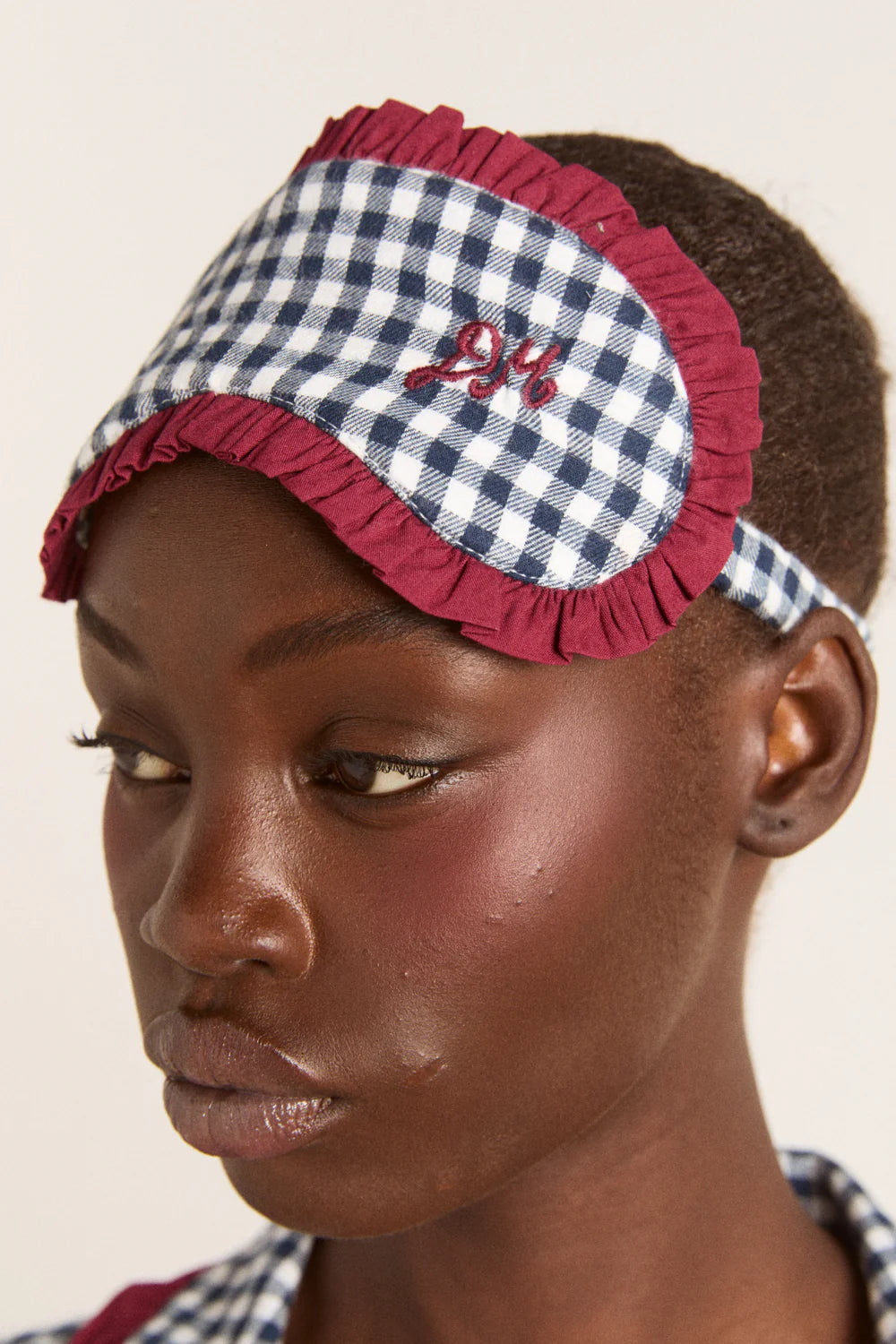 Damson Madder Gingham Blue Sleep Mask