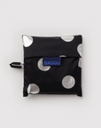 Sac Réutilisable Standard Baggu Métallique Noir à Pois Argentés