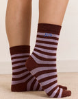 Damson Madder Mixed Choc Stripe Socks (Pack of 2 Pairs)