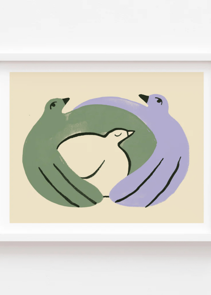 Affiche Famille d'Oiseaux Paperole 8 x 10 - Ex - voto