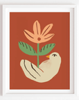 Affiche Oiseau Fleur Paperole 8 x 10 - Ex - voto