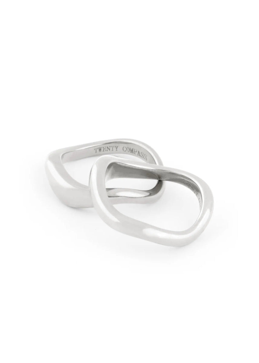 Twenty Compass Set of 2 Silver Curve Rings – Ex-voto