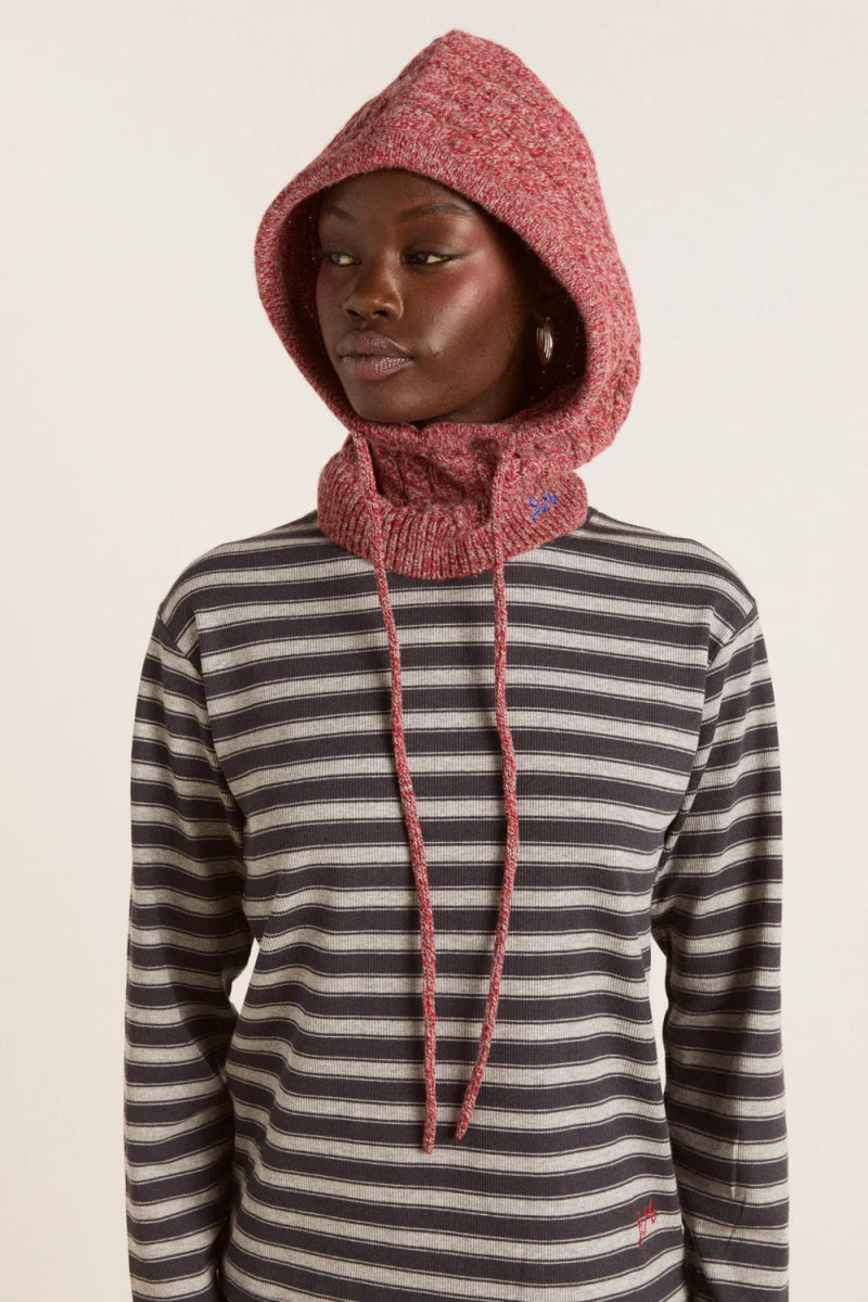 Balaclava Torsades Damson Madder Bourgogne - Ex - voto