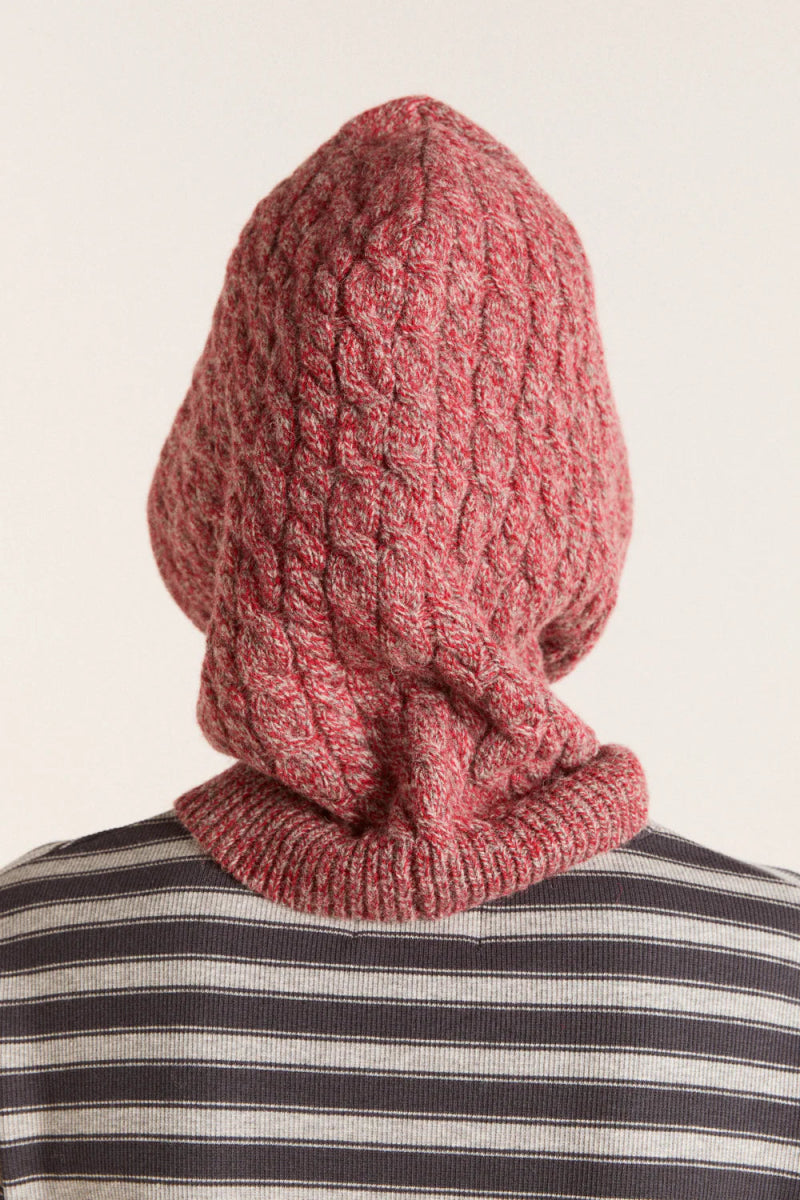Balaclava Torsades Damson Madder Bourgogne - Ex - voto