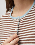 Blouse Faye Rayures Brunes, Ivoire et Bleues All Row - Ex - voto