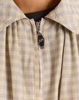Bomber Léger Lailah Gingham Gris Damson Madder - Ex-voto