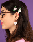 Boucles d'oreilles Pensées Roses Coucou Suzette - SOLDE Vente Finale - Ex - voto