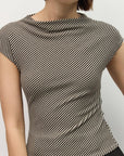 Haut Trinity Rayures Diagonales Noires et Blanches All Row