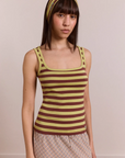 Camisole Avielle Rayures Vertes Damson Madder - Ex - voto
