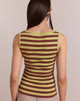 Camisole Avielle Rayures Vertes Damson Madder - Ex - voto