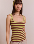 Camisole Avielle Rayures Vertes Damson Madder - Ex - voto
