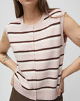 Camisole Boutonnée Emory Rayures Roses, Brunes et Ivoires All Row - Ex - voto