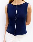 Camisole Boutonnée Marine Shelby All Row - Ex - voto