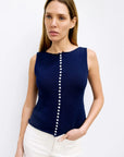 Camisole Boutonnée Marine Shelby All Row - Ex - voto