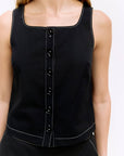 Camisole Romy Noire Coutures Contrastantes Mod Ref - Ex - voto