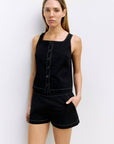 Camisole Romy Noire Coutures Contrastantes Mod Ref - Ex - voto