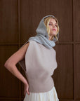 Capuchon avec foulard en Alpaca Gris Clair Arctic Fox - Ex - voto