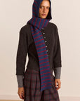 Capuchon avec Foulard Rayé Bleu et Rouge Damson Madder - Ex-voto