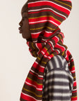 Capuchon avec Foulard Rayures Damson Madder Brun et Rouge - Ex - voto