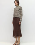 Cardigan Cecelia Rayé Brun et Crème Mod Ref - Ex-voto