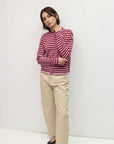 Cardigan Cecelia Rayé Lilas et Bourgogne Mod Ref - Ex-voto