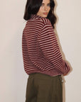 Cardigan Rayé avec Foulard Bourgogne Bailey Rose - Ex-voto