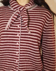 Cardigan Rayé avec Foulard Bourgogne Bailey Rose - Ex-voto