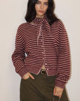 Cardigan Rayé avec Foulard Bourgogne Bailey Rose - Ex-voto