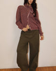 Cardigan Rayé avec Foulard Bourgogne Bailey Rose - Ex-voto