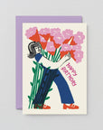 Carte de Souhaits Happy Birthday Flower Bouquet WRAP - Ex - voto