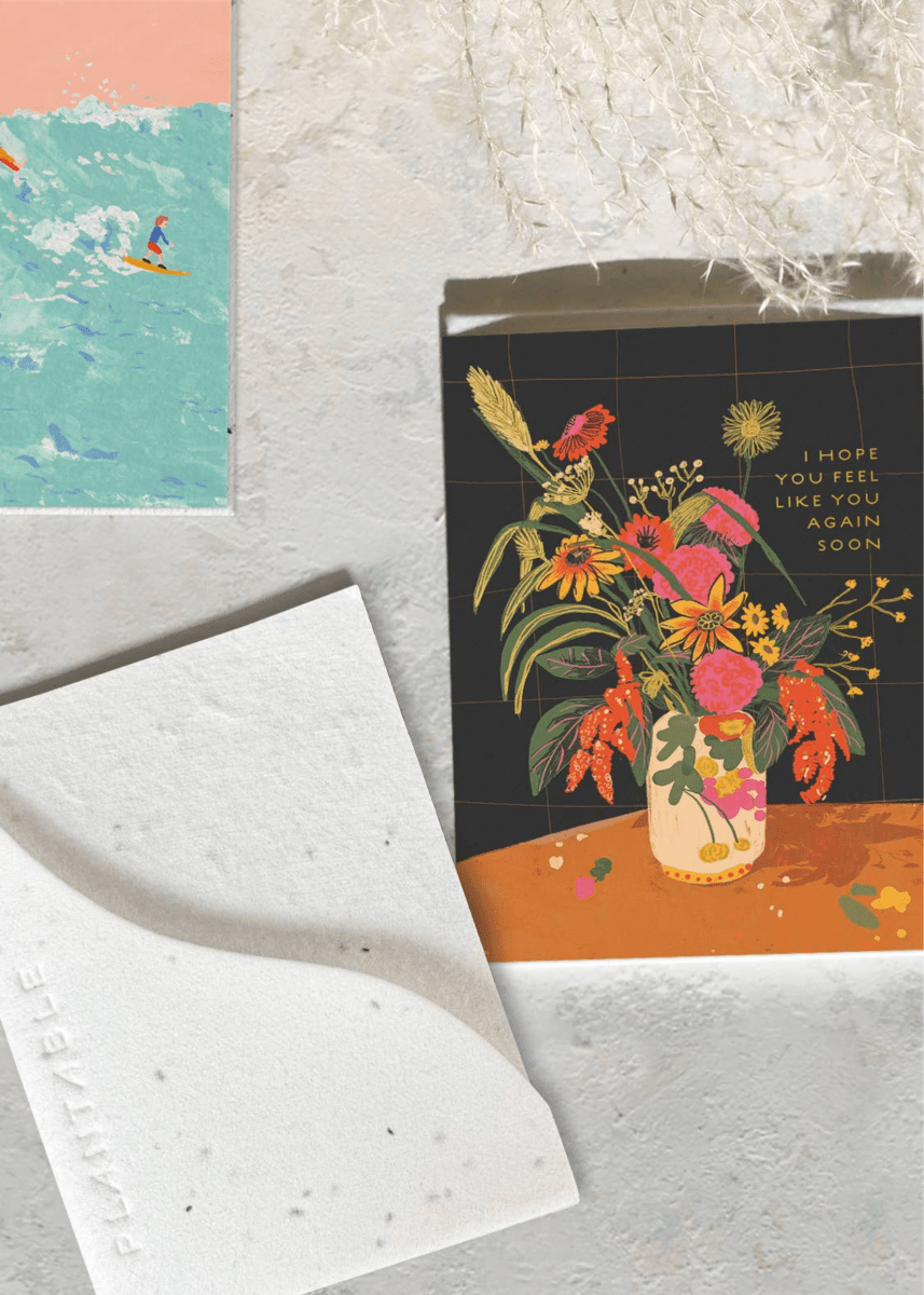 Carte de Souhaits Mini Vase Still Life Seedlings - Ex - voto