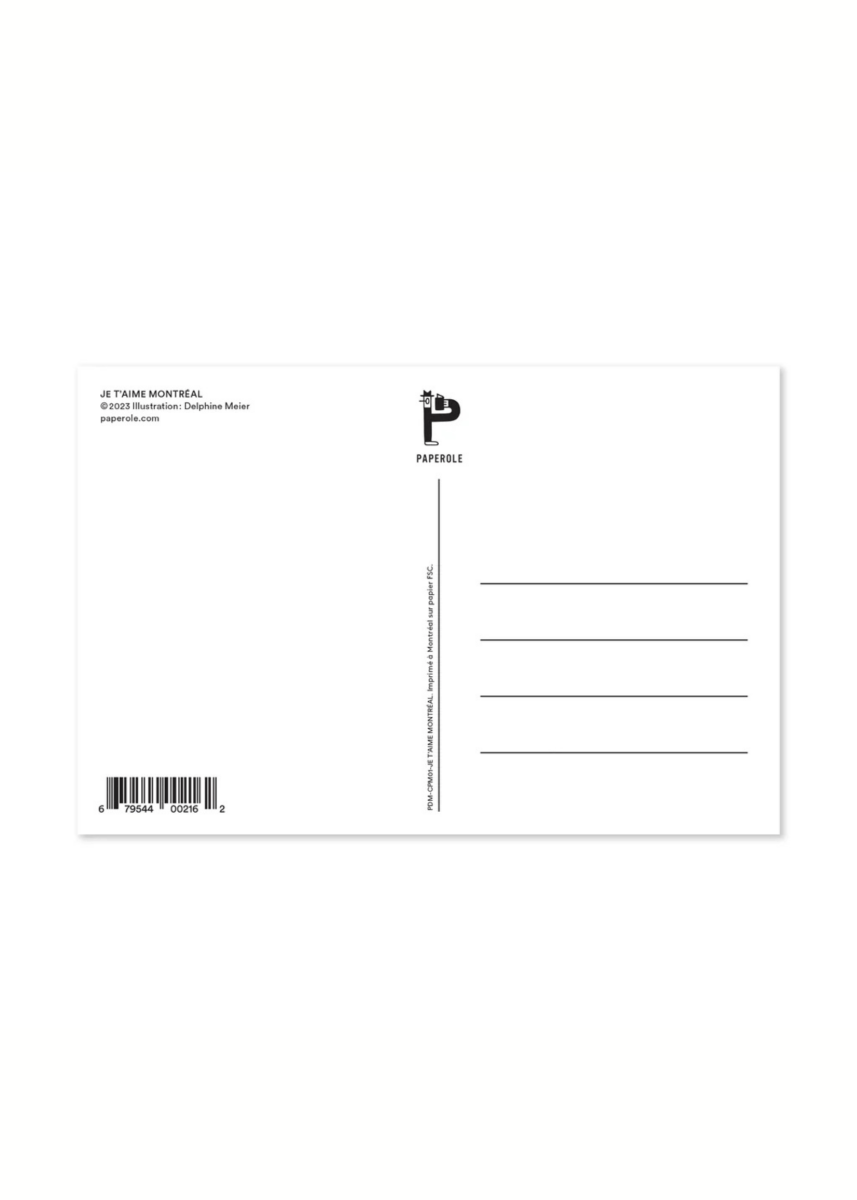 Carte Postale Je t'aime Montréal Paperole - Ex - voto