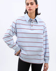 Chandail Rugby Remie Rayé Bleu Clair Damson Madder - Ex - voto