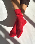 Chaussette Pointelle Eyelet Rouge Le Bon Shoppe - Ex - voto