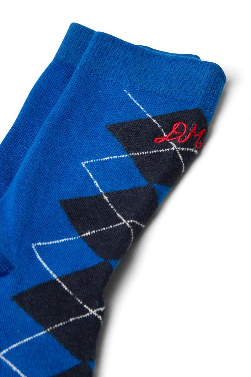 Chaussettes Argyle Damson Madder Bleu et Gris - Ex - voto