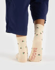 Chaussettes Crew Baggu Crème Rosette - Ex - voto