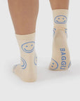 Chaussettes Crew Baggu Ecru Periwinkle Happy - Ex - voto
