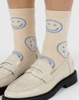 Chaussettes Crew Baggu Ecru Periwinkle Happy - Ex - voto