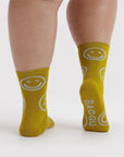 Chaussettes Crew Baggu Ochre Happy - Ex-voto