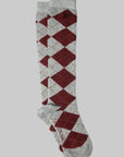 Chaussettes Genoux Argyle Damson Madder Gris et Brun - Ex - voto