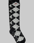 Chaussettes Genoux Argyle Damson Madder Gris et Noir - Ex - voto