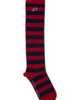 Chaussettes Genoux Rayures Rouges et Marines Damson Madder - Ex - voto