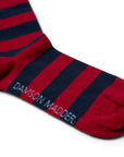 Chaussettes Genoux Rayures Rouges et Marines Damson Madder - Ex - voto