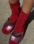 Chaussettes Lurex Rouges à Pois Roses Le Bon Shoppe - Ex-voto